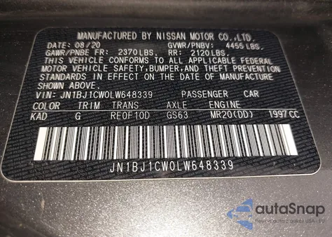 2020 Nissan Rogue Sport S Awd Xtronic Cvt из США, поврежденный, VIN JN1BJ1CW0LW648339